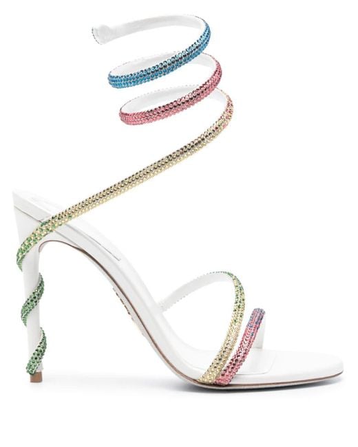 Rene Caovilla White Margot 105mm Crystal-embellished Sandals