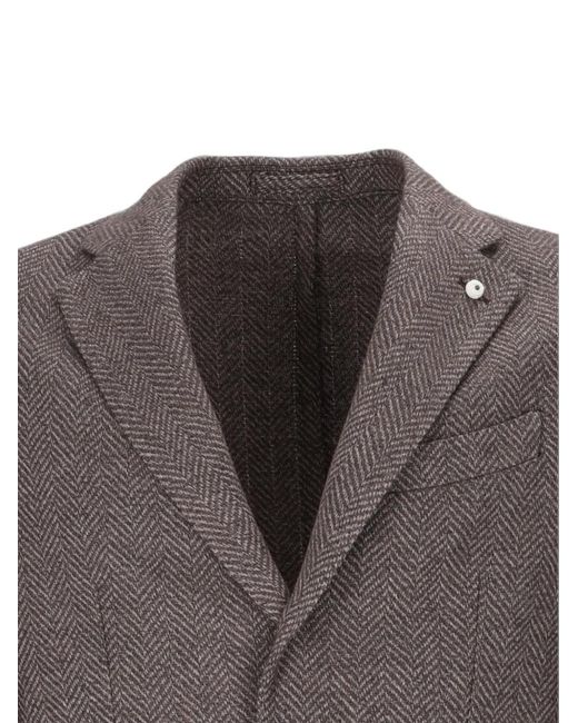 Brando Gray Herringbone-Pattern Blazer for men