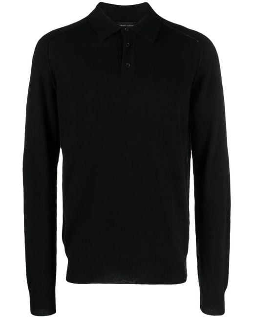 Roberto Collina Black Long-Sleeve Polo Shirt for men