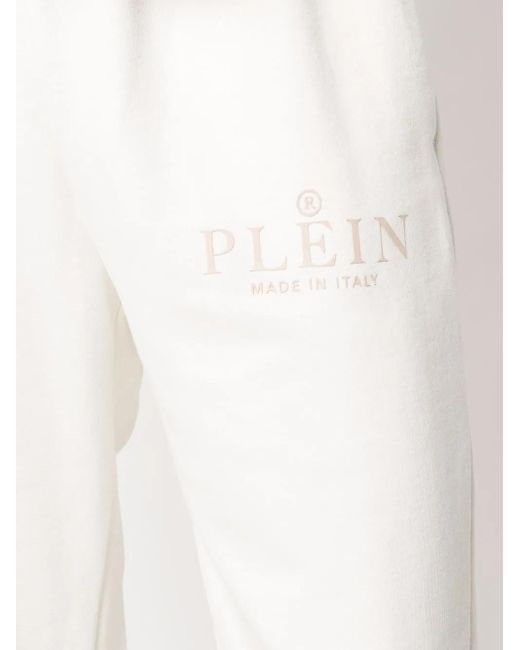 Philipp Plein White Iconic Plein High-Waisted Trackpants