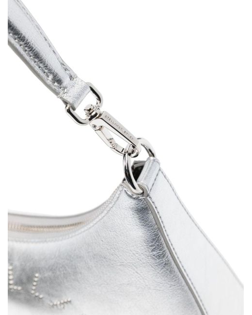 Stella McCartney White Studded-logo Metallic Shoulder Bag