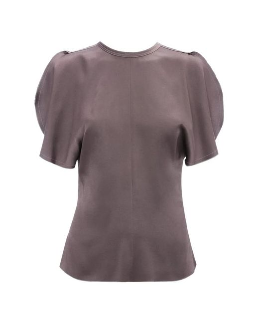 Victoria Beckham Gray Bela Flutter-Sleeve Top