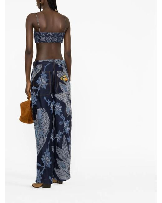Etro Blue Patterned-Jacquard Bralette