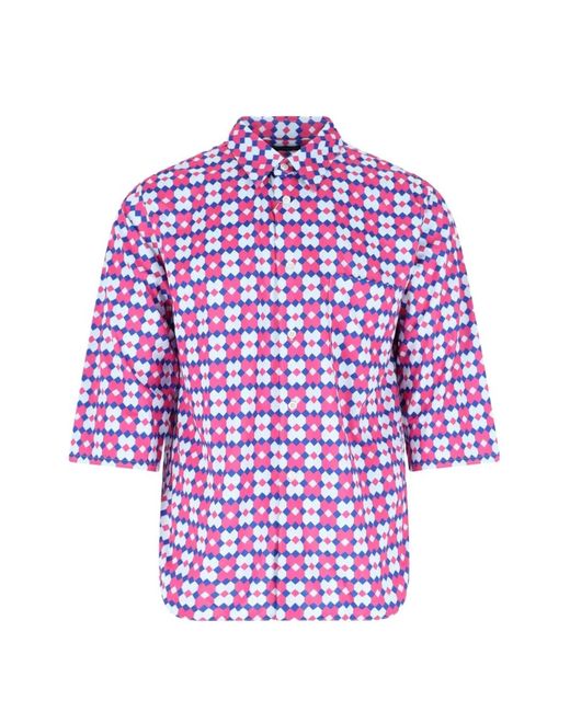 Comme des Garçons Pink Geometric-Pattern Short-Sleeve Shirt for men