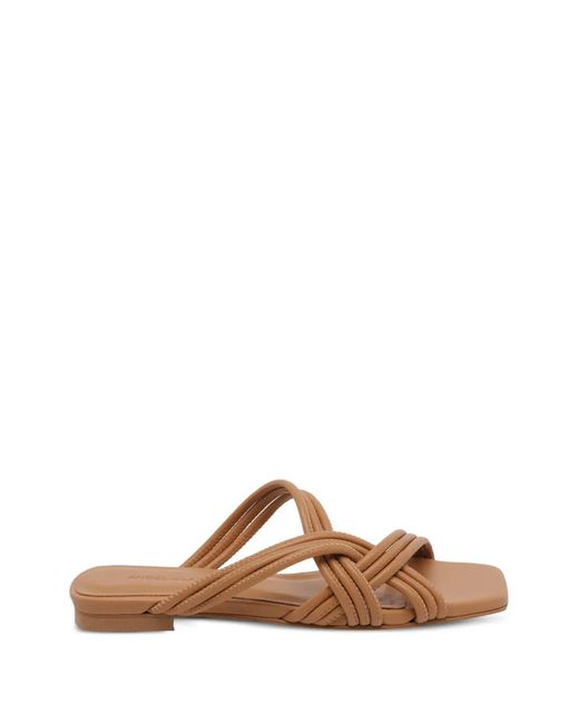 Angel Alarcon Brown Crossover-Strap Square-Toe Sandals