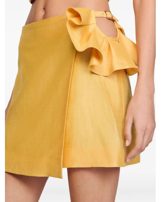 Sandro Mini-Rok Met Ruches in het Yellow