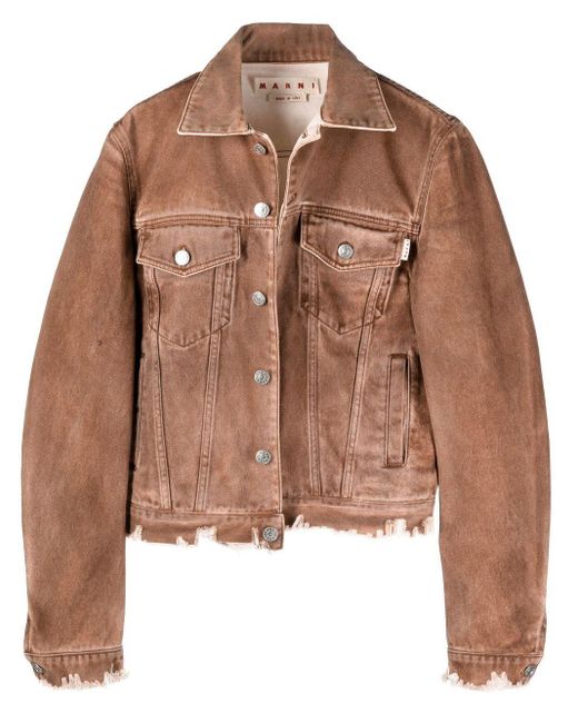 Marni Brown Distressed-effect Denim Jacket for men