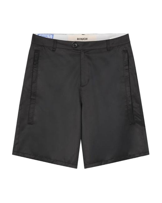 ROUGH Black Satin-Finish Shorts for men