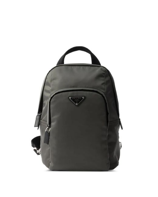 Prada Black Triangle-Logo Backpack for men
