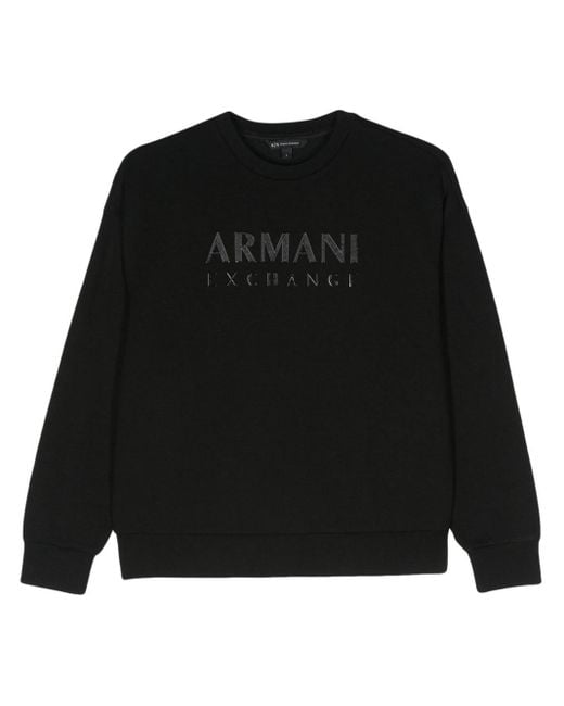 Sweat à logo pailleté Armani Exchange en coloris Black