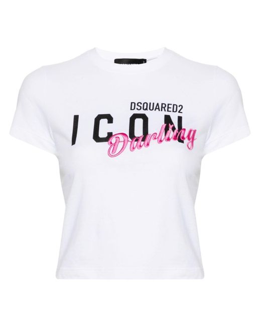 DSquared² T-shirt Met Print in het White