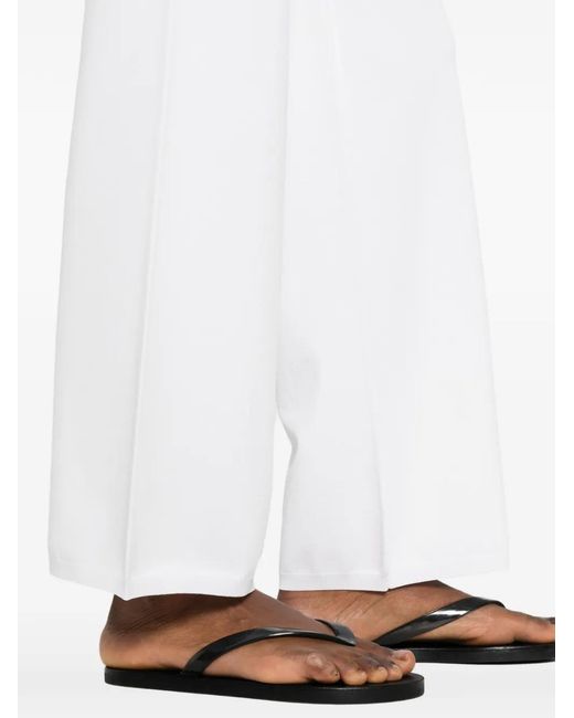 Kangra White Pantalon Palazzo À Taille Élastiquée