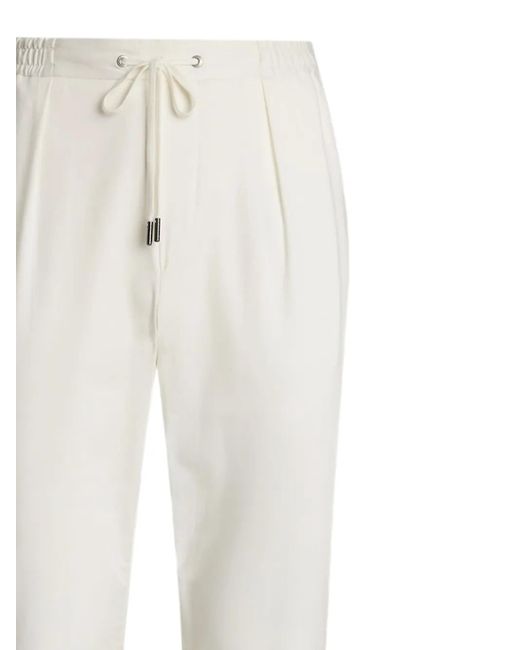 Ralph Lauren White Pleated Drawstring Trousers for men
