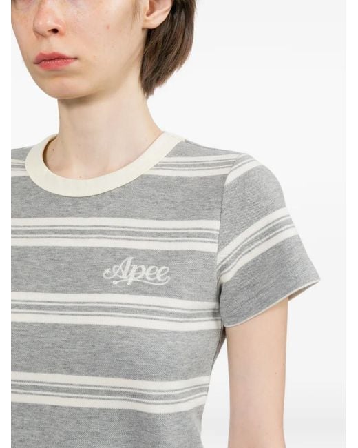 AAPE BY A BATHING AP Gray Striped T-Shirt