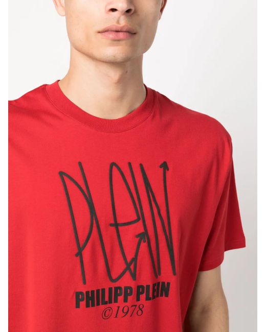 Philipp Plein Red Skull Short-Sleeved T-Shirt for men