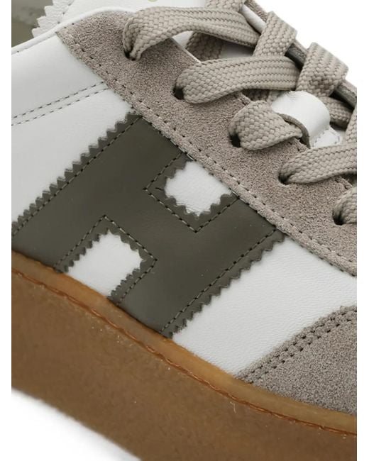 Hogan White Logo-Patch Platform Sneakers