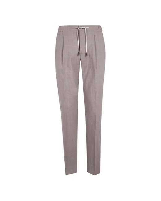 Incotex Gray Pleated Drawstring Trousers for men