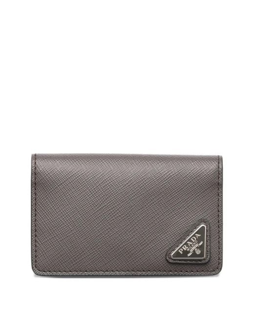 Prada Gray Saffiano Leather Card Holder for men