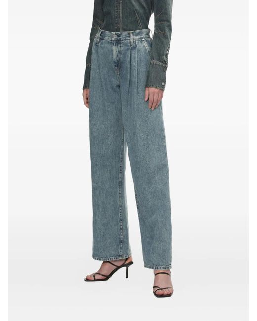 Helmut Lang Blue Pleated Jeans