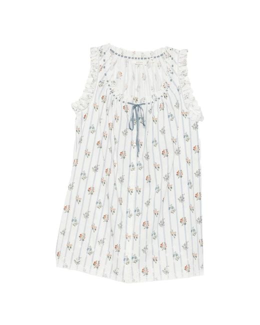 Doen White Nessie Floral-Print Ruffled Mini Dress