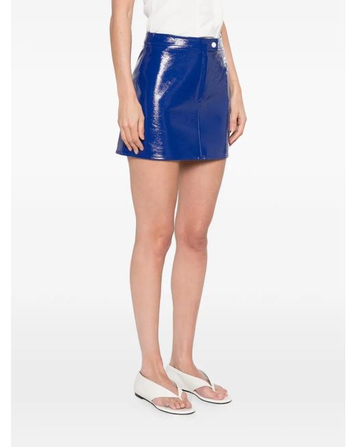 Courreges Blue Logo Button Skirt