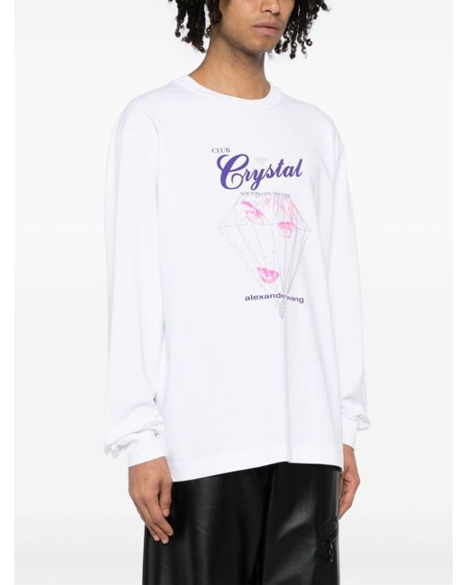 T-shirt Club Crystal à imprimé graphique Alexander Wang en coloris White