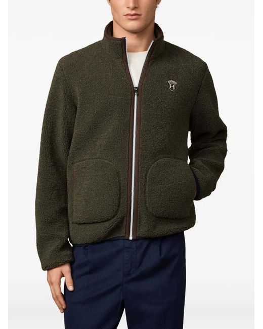 Hackett Black Heritage Badge Teddy-Fleece Jacket for men
