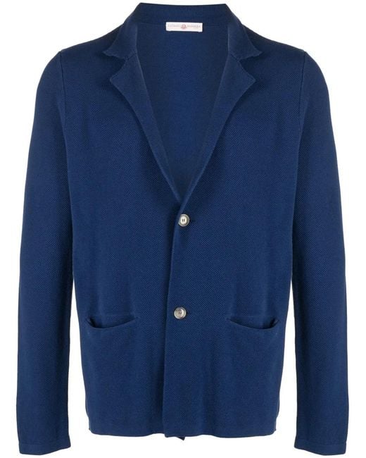 Luciano Barbera Blue Long-Sleeved Cotton Cardigan for men