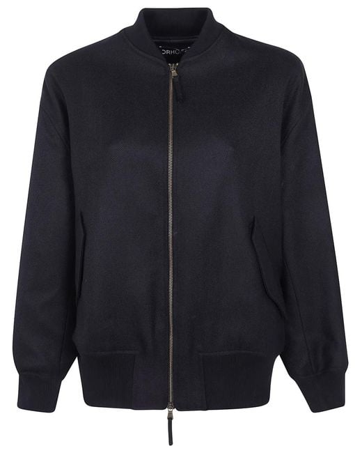 DR. HOPE Blue Herringbone-Weave Bomber Jacket