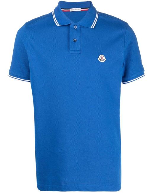 Herren Bekleidung T-Shirts Poloshirts Moncler Baumwolle Polohemd Aus Baumwollpiqué in Blau für Herren 