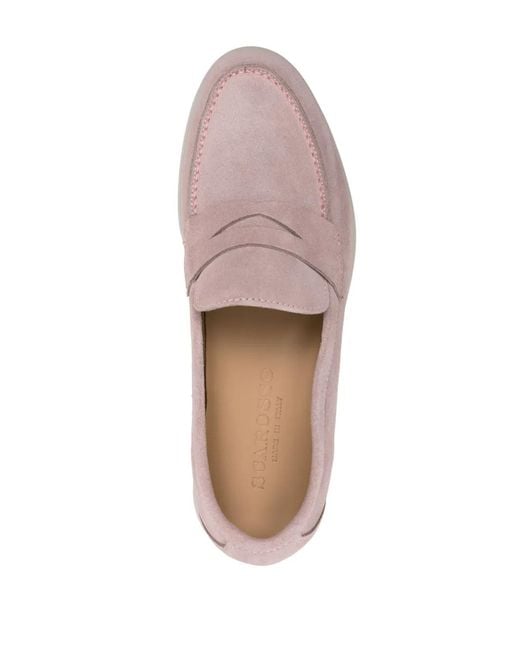 Scarosso Pink Luciana Penny-Slot Suede Loafers