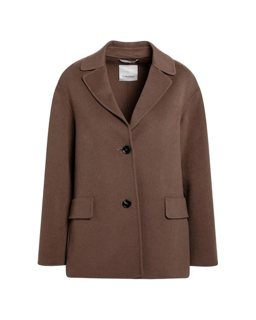 Max Mara Brown Button-Fastening Flap-Pocket Jacket