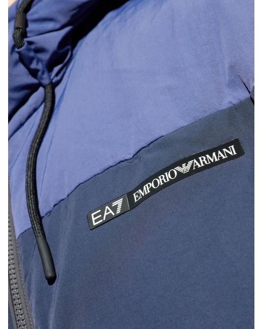 Chaqueta Con Capucha Y Diseño Colour Block EA7 de hombre de color Blue