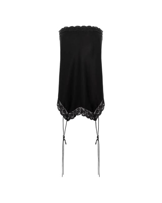 SEEN USERS Black Shifted Slip Lace-Trim Top