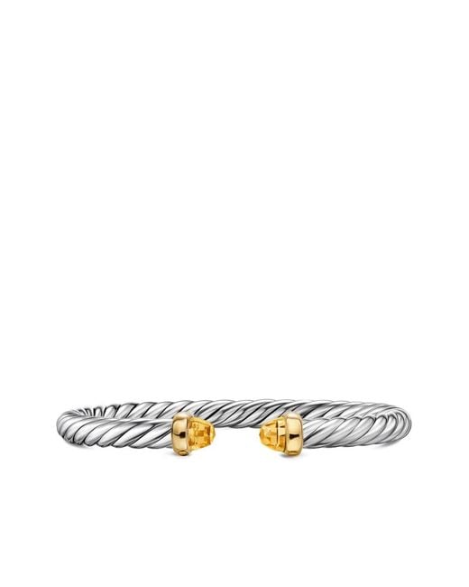 David Yurman White Sterling/14K Cable Flex Citrine Bracelet