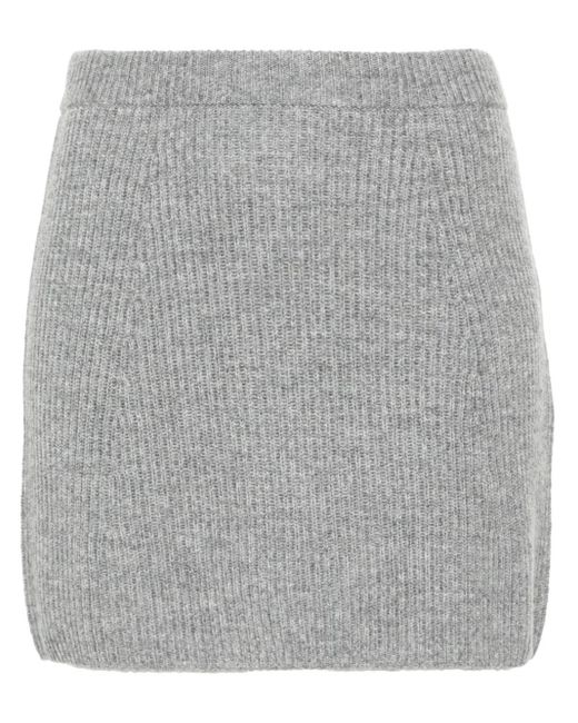 Sportmax Gray Wool Knitted Skirt