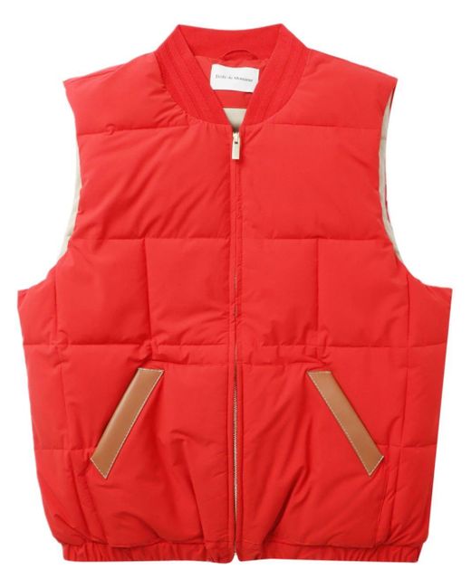 Drole de Monsieur Red Stand-collar Padded Gilet for men