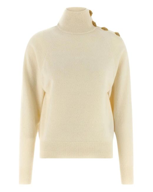 Balmain Natural Cashmere Wool Sweater Sweaters And Cardigans