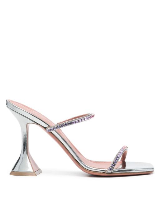 AMINA MUADDI White Gilda 95mm Crystal-embellished Sandals