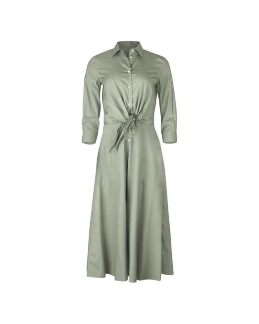 Sara Roka Green Dralla Tie Waist Midi Dress