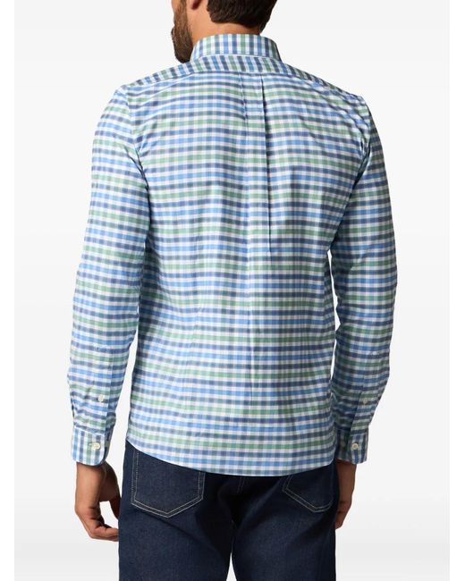 Brooks Brothers Blue Slim Fit Golden Fleece Oxford Checkered Button Down Shirt for men