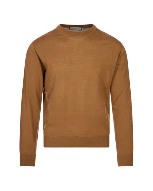 Canali Brown Crew-Neck Long-Sleeve Sweater for men