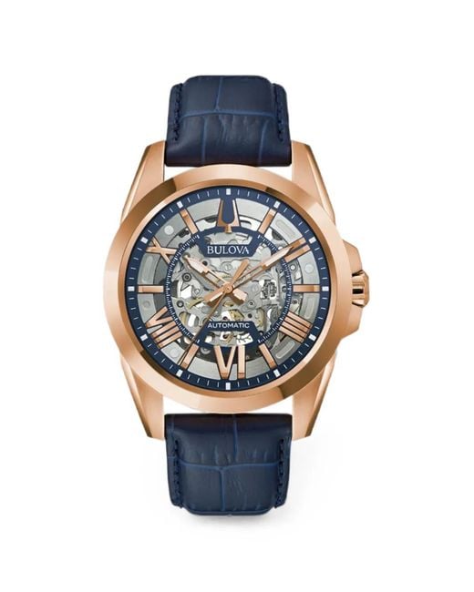 Bulova Blue Sutton Skeleton-Dial 42Mm Watch for men