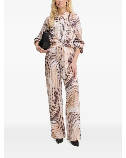 Guess Natural Abstract-Print Button-Down Shirt