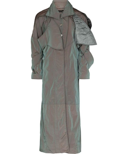 LUEDER Gray Holographic-finish Trench Coat for men