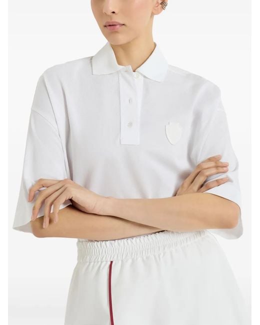 Brunello Cucinelli White Stretch Cotton Piqué Polo Shirt With Logo