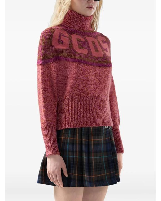 Gcds Red Strickpullover Mit Rollkragen