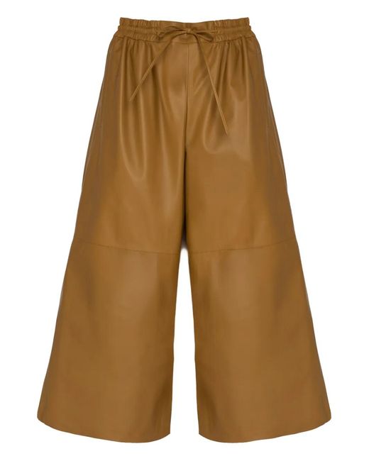 Yves Salomon Brown Leather Drawstring Culottes