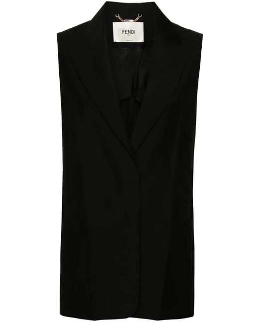 Chaleco Con Solapas De Pico Fendi de color Black