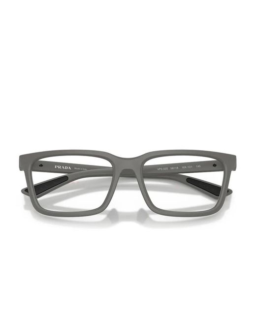 Prada Linea Rossa Gray Square-Frame Logo Glasses for men